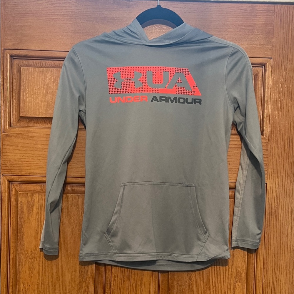 Under Armour Gray Active Tee with Red Neck Trim